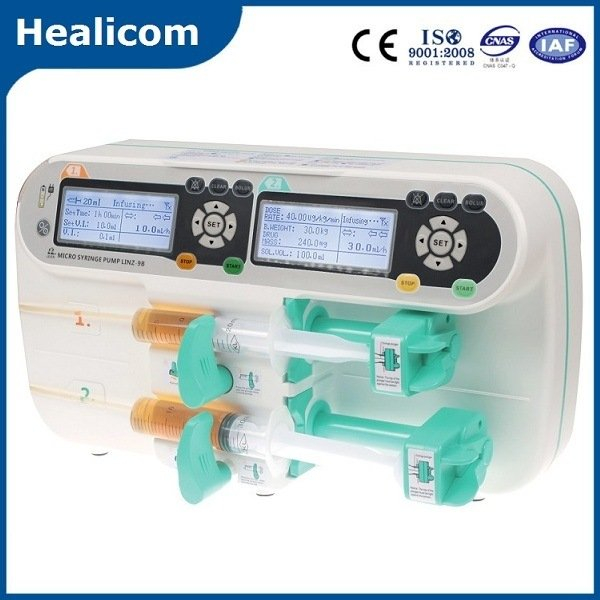 Pompa di iniezione elettrica della pompa a siringa per infusione a doppio canale automatica medica HSP-9B