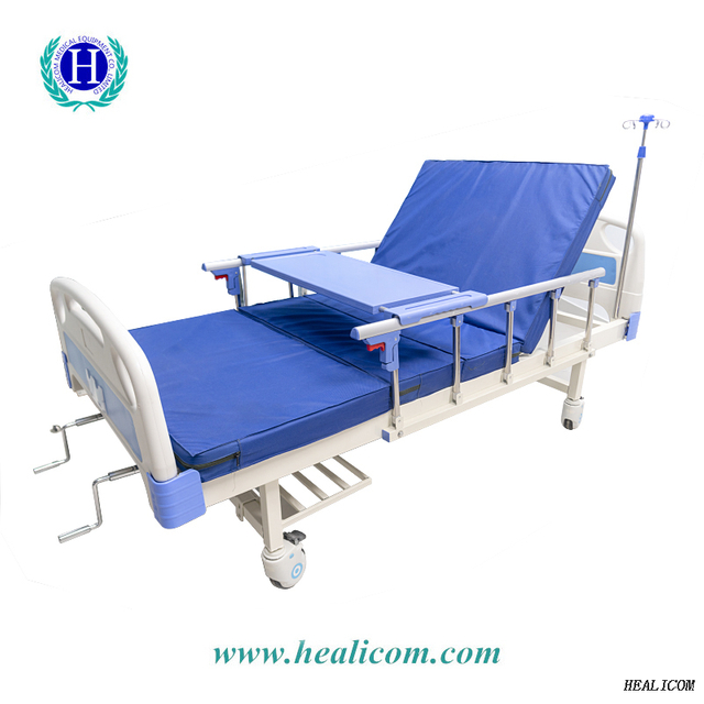 Best Price Medical Hospital Equipment DP-M002 ABS Letto paziente manuale regolabile a due manovelle con guardrail